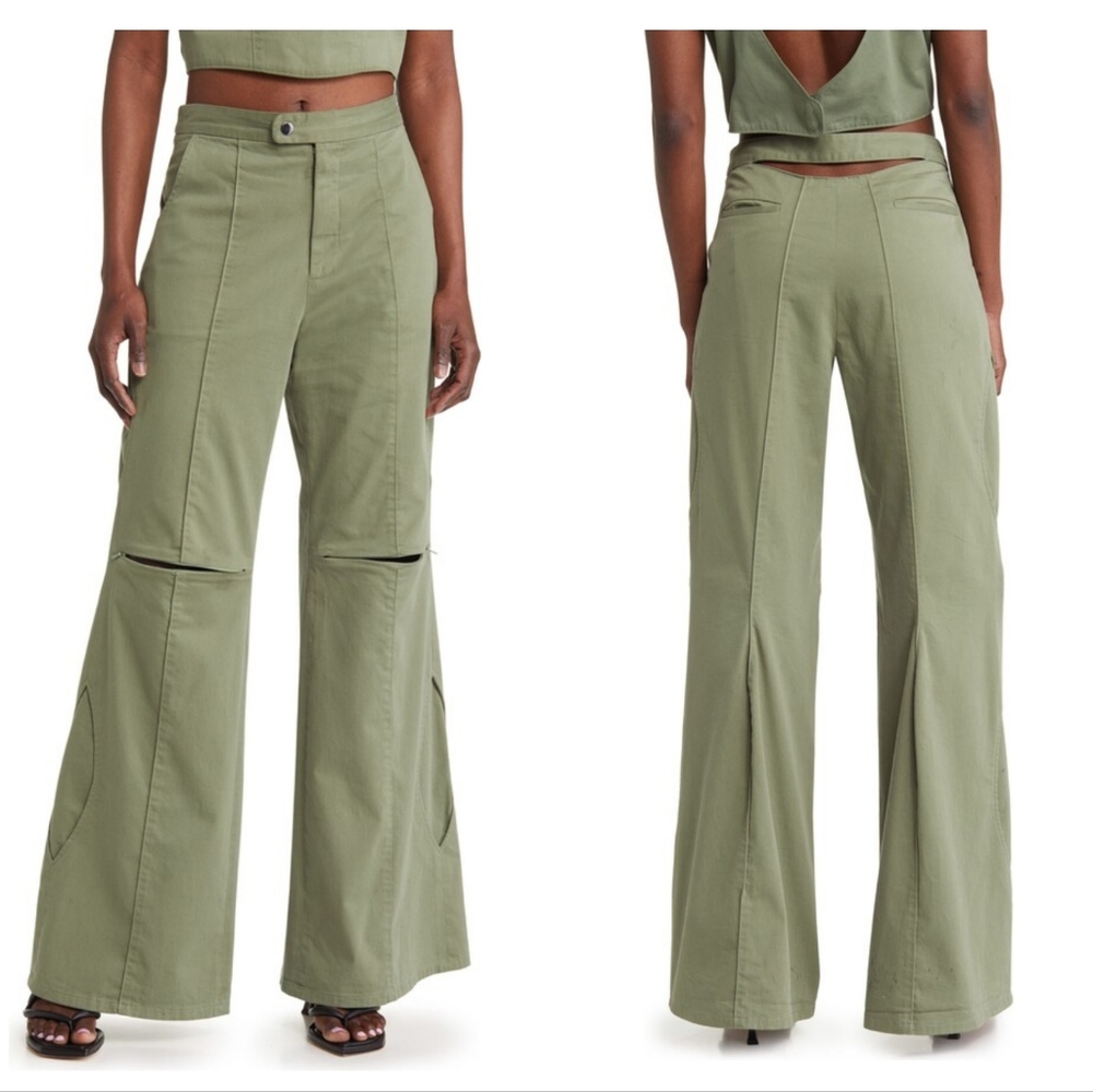7. NWT HEAD OF STATE OGUN ZIP KNEE FLARE PANTS